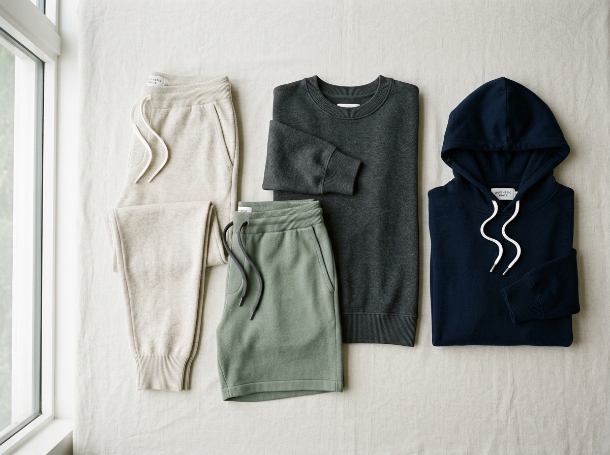 UnderHood knitted garments collection: joggers, sweatshorts, and loungewear