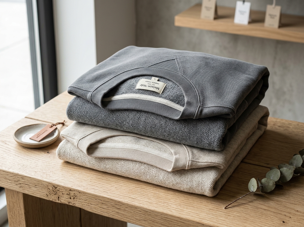 UnderHood premium French Terry crewneck sweatshirts stack