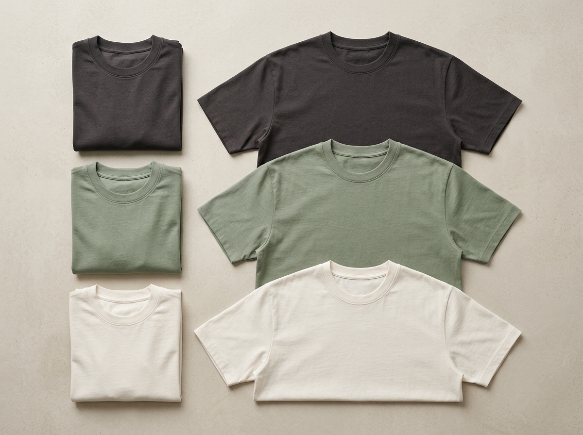 UnderHood custom bulk t-shirts flat lay in premium combed cotton